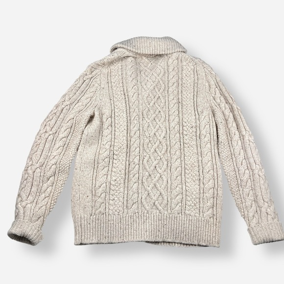 Vintage J. Crew Sweater Cardigan‎ Mens Medium Cable Knit Cabincore Grandpa Beige - Picture 5 of 11